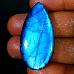 53.50Cts. Natural Blue Power Shine Labradorite Pear Cabochon Loose Gemstone - Picture 1 of 3