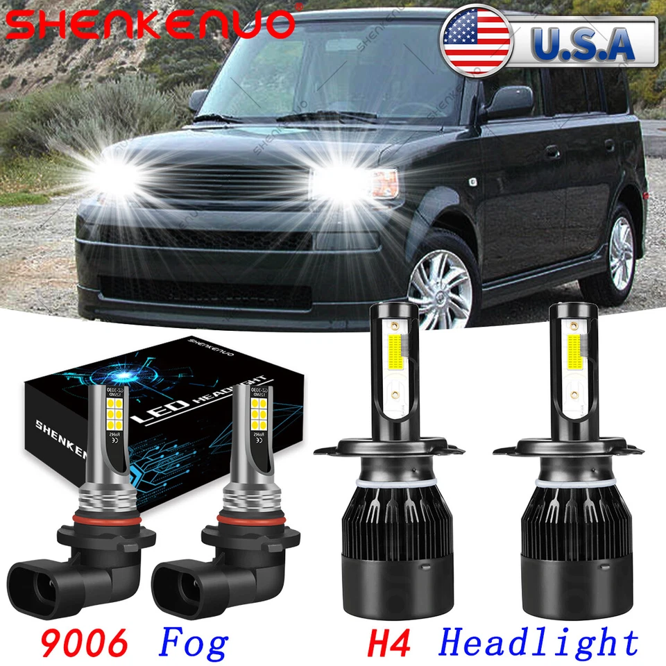For Scion XB 2004-2006 4PC LED Headlight High&Low Beam + Fog Light Bulbs Kit - Image 1 of 4