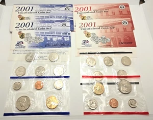 Set 10 monete prova Denver e Philadelphia US Mint 2001 non circolate in buste - Foto 1 di 23
