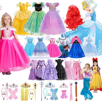Girls Cinderella Elsa Rapunzel Princess Fancy Dress Up Kid Party Cosplay Costume - Image 1 of 4