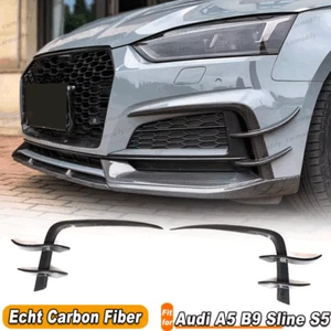 Für Audi A5 Sline S5 17-19 Carbon Front Stoßstangen Flossen Flap Canard Splitter - Bild 1 von 13