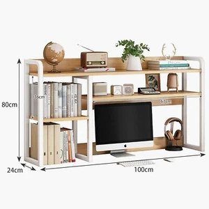 2 Tier Desktop Bookshelf for Computer Desk, Countertop Hutch Bookcase Organiz... - Picture 1 of 7