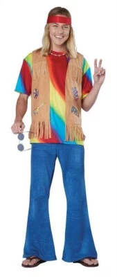 Tie Dyed Hippie Free Spirit Sixties 60's Men Totally Ghoul Costume Size L 40-46 - Image 1 of 4