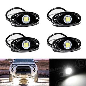 4Pods White LED Rock Lights For Jeep Offroad Truck UTV ATV Underbody Wheel Light - Picture 1 of 24