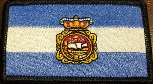 Aviles Spain Flag Patch W/ Hook & Loop Fastener Tactical Black Border #10 - Picture 1 of 1