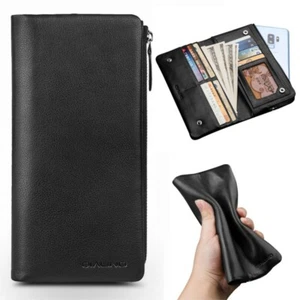 QIALINO Wallet Cowhide Genuine Leather Pouch Case 4 Apple Samsung Huawei Xiaomi - Picture 1 of 9