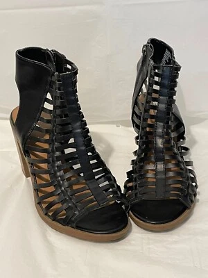 Женские черные сандалии Mossimo размер 9,5 на молнии на каблуке на блочном каблуке 3,5 дюйма - Изображение 1 из 4