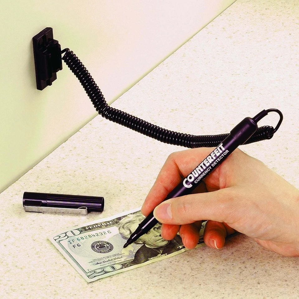 Pluma y soporte detector de falsificaciones MMF Industries, 5,5 pulgadas, negro Foto 1 de 3