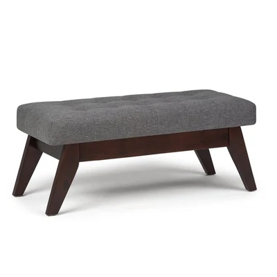 Draper 40 inch Wide Mid Century Modern Rectangle Tufted Ottoman Bench in Slat... - Image 1 of 4