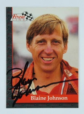 Blaine Johnson Signed 1993 Finish Line NHRA Trading Card #114 Autographed - Image 1 of 3