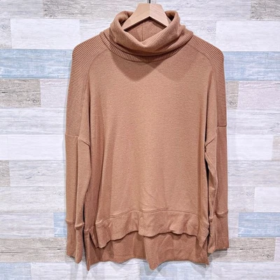 Michael Stars Bea Brushed Jersey Turtleneck Top Camel Brown Womens Small - Image 1 of 4