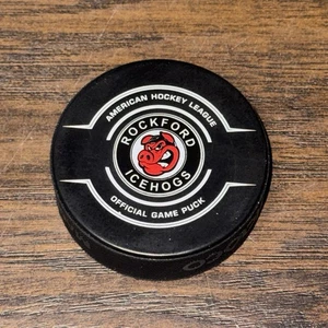 Rockford IceHogs American Hockey League AHL Inglasco Game Style Team Issued Puck - Picture 1 of 5