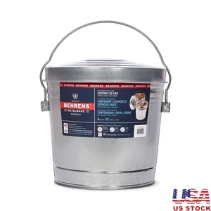 Metal Bucket W/ Locking Lid Rodent Resistant Dry Storage Container Durable Steel - Picture 1 of 8