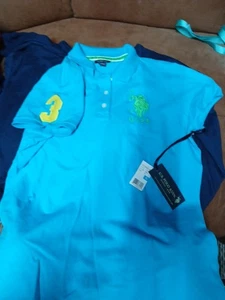 Womens US Polo Ass Blue Short Sleeve Shirt Size Large XL GC - Picture 1 of 5