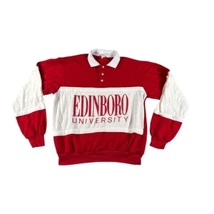 Vintage Edinboro University Rugby Pullover Mens XL Striped Crew USA 90s - Picture 1 of 17