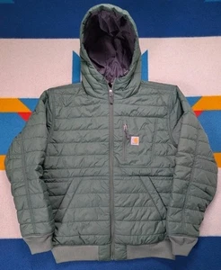 Carhartt Gilliam Puffer Jacket Hooded Rain Defender Insulated Zip Green Medium - Picture 1 of 7