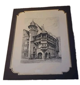 Pfister Colmar Haus Frankreich, Kupferstich gebaut 1537 Kupfer Gravurdruck - Bild 1 von 5