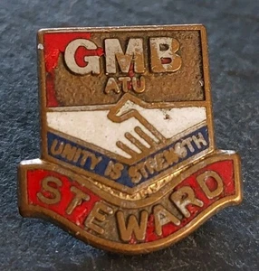 Insignia prendedor esmaltada vintage GMB ATU UNION STEWARD, recuerdos de sindicatos - Imagen 1 de 2