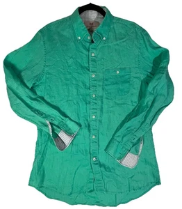 Hickey Freeman Mens Long Sleeve Button Down 100% Linen Shirt Size Medium - Picture 1 of 6