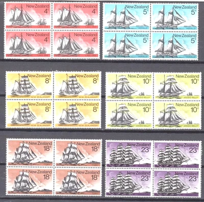 NUEVA ZELANDA Sc#571-576 1975 Conjunto de veleros históricos bloque de 4 MNH Foto 1 de 2
