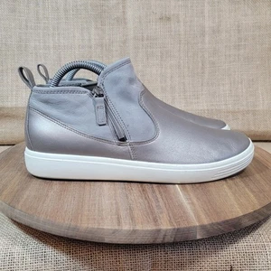 Ecco Damen Soft 7 Booties Grau Leder Knöchel Sneakers Schuhe Größe 40 US 9/9.5 - Bild 1 von 10