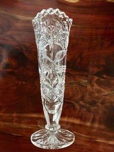 Vintage Hofbrauer Kristall geätzte Knospen Vase 10" hoch neuwertig - Bild 1 von 5