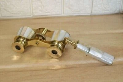 Vintage Brass Opera Glasses Mother of Pearl & Handle Brass Fittings France - Image 1 of 4