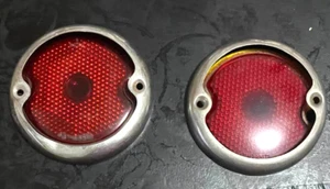 Pair Ford Taillight Lenses and Rims 1932 1933 1934 1936 1937 Nice Condition Rims - Picture 1 of 4