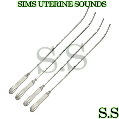 4 SIMS UTERINE SOUNDS GYNO GRAD SURGICAL INSRUMENTS - Image 1 of 3