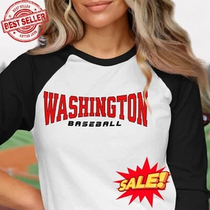 Washington long sleeve tee, baseball fan shirt, sports t shirt women SML - Picture 1 of 2