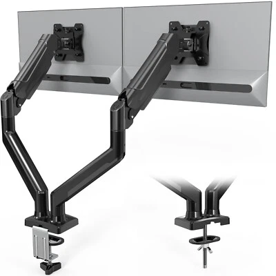 Dual Monitor Desk Mount for 32 inch screens, Gas Spring Arm Stand VESA 75/100 mm - Image 1 of 4