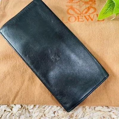 LOEWE Anagram Black Leather Long Bifold Wallet Authentic NO BOX USED Free Ship • 138.88€