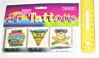 Tatuajes de mono de playa #341628, 36/pk, favor de fiesta Luau Foto 1 de 2