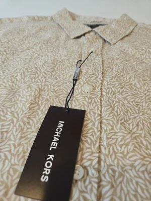Camisa Michael Kors Para Hombre Manga Larga Mezcla de Lino Floral Calce Clásico Talla XL NUEVA CON ETIQUETAS Foto 1 de 4