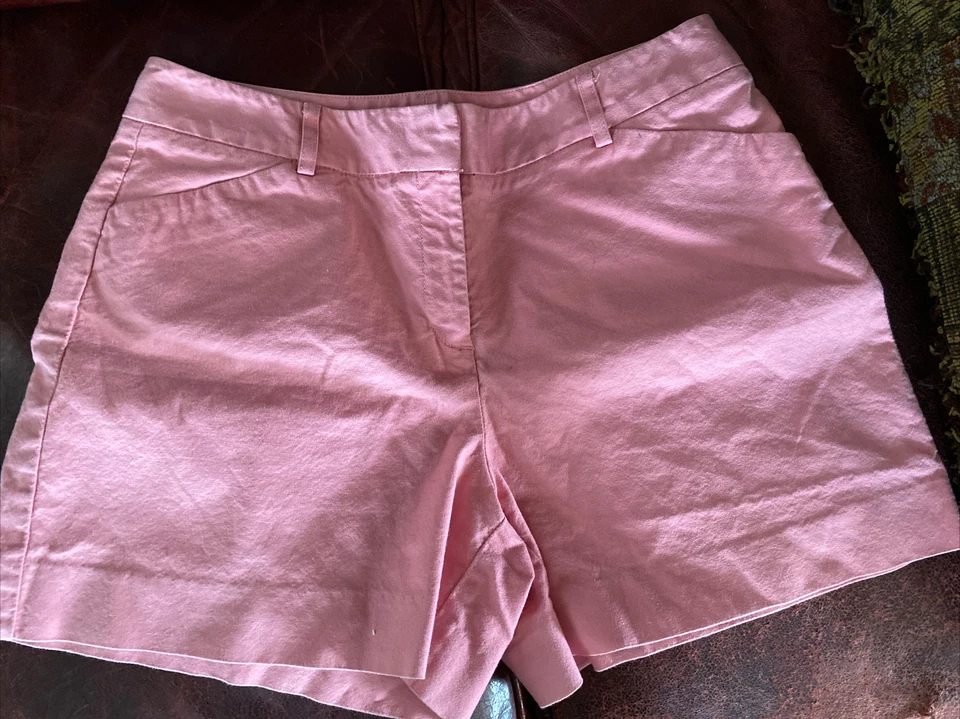 ANN TAYLOR (¡no Loft!) PANTALONES CORTOS elásticos rosa liso, algodón y spandex, para mujer 6 Foto 1 de 3