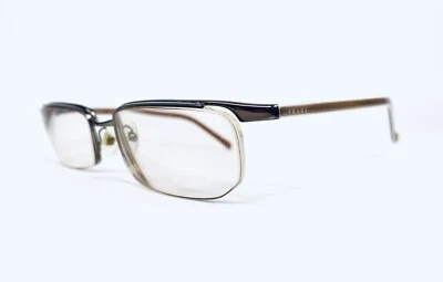 Prada Gold Metal Rectangular Half Rim Glasses Italy VPR56G 8AE-101 52 17 140 - Изображение 1 из 4