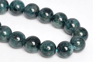Cuentas de apatita de 10 mm naturales genuinas de color azul profundo verde grado AA cuentas redondas sueltas - Imagen 1 de 3
