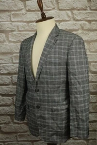 HUGO BOSS Gray Plaid Linen Blazer Sport Coat Size 50 - Picture 1 of 23