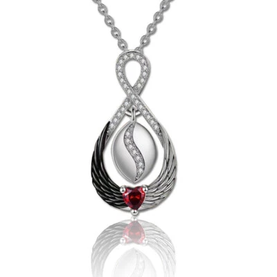 Ciondolo A Forma Di Cuore Con Ali In Cristallo Placcato Argento 925 Regalo - Immagine 1 di 4