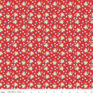 STORYTIME 30s RED BO PEEP 1930s REPRODUCTION FEEDSACK CALICO REPRO FABRIC HY - Picture 1 of 1