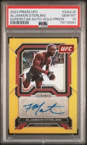 Autógrafos de superestrella Panini Prizm UFC 2023 SAAJS ALJAMAIN ORO ESTERLINA PRIZM/10 - Imagen 1 de 2