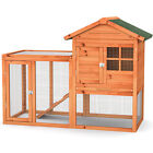 Costway Wooden Chicken Coop 2-story Rabbit Hutch Indoor Outdoor Use