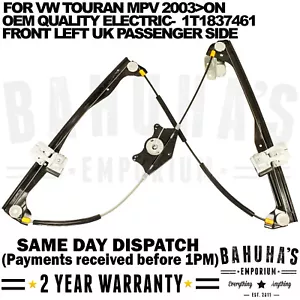 ELECTRIC WINDOW REGULATOR FOR VW TOURAN MPV 2003>ON FRONT PASSENGER LEFT SIDE - Picture 1 of 1