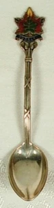 SUDBURY CANADA STERLING SILVER SOUVENIR SPOON ENAMEL LEAF - Picture 1 of 4