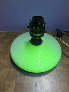 Antique Jefferson Glass Uranium Jadeite Pancake Lamp - No Chimney - Working* - Picture 1 of 9