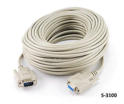 Cable de extensión recto de 9 cables serie DB9 100 pies macho a hembra, S-3100 Foto 1 de 2