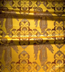 Brocado litúrgico griego ortodoxo tela vestimenta patrón santo ángel jacquard - Imagen 1 de 8