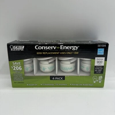 FEIT Electric Conserve Energy CFL Bulbs  13 watts 900 lumens Warm White  4 pk - Image 1 of 4