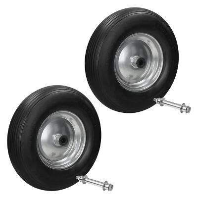 ERIS-CAR Schubkarrenrad 2 Stück PU Ø 390 mm inkl. Achse 4.80/4 4.00-8 Schwarz Vollgummi