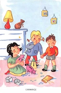 Cpa Humour Enfants Avarice Illustrateur Edit Noyer - Picture 1 of 2